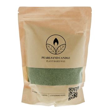 Pearlsand kaars incl. 4 wieken, 400gr. kleur smokey green