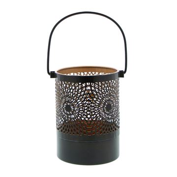 Windlicht met hendel dia. 10cm zwart - goud