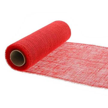 Deco Jute 30 cm x 5m rood - fijne gaas