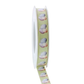 Satijnlint met ijzerdraad Bunny Hopper eitjes 15mmx20m anijs groen