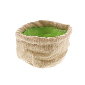 Jute zak met voering groen KM