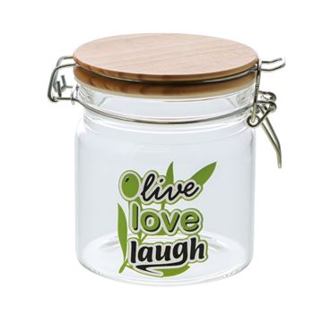 Image de Pot en verre "O-live love laugh" 620 ml